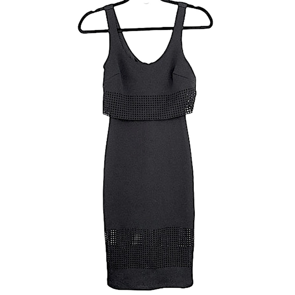 Bebe Black Laser Cut Sleeveless Holiday Party Dress